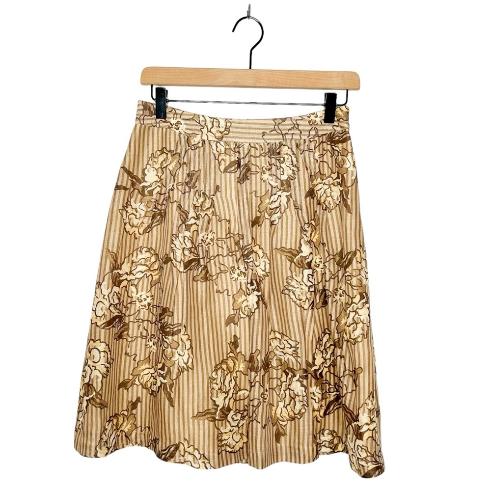 Ann Taylor LOFT Striped Floral Print A Line Skirt 0